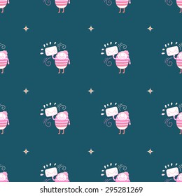 Cute vector pantomime character with letter. Seamless pattern