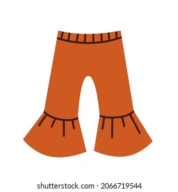 Pantalones vectoriales cortos, clíparte del vivero boho. Ilustración dibujada a mano.