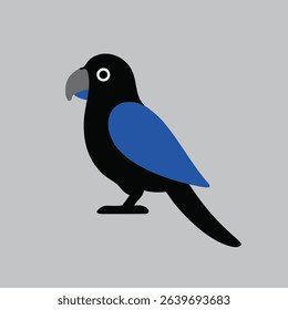 Cute vector parrot with big eyes, simple design, great for kids' projects and decor.