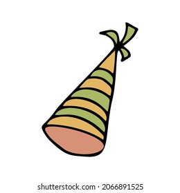 Cute vector party cap, cone, celebration clipart. Hand drawn doodle illustration. 