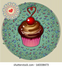 Cute vector party cupcake