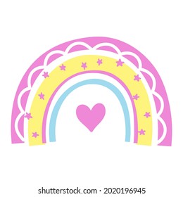 Dibujo de arco iris de color pastel vector lindo aislado
