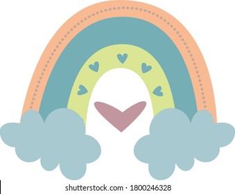 Cute vector pastel rainbow Boho Rainbow Element for Baby shower 