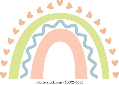 Cute vector pastel rainbow Boho Rainbow Element for Baby shower 