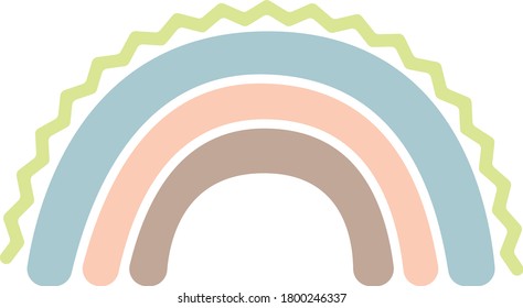 Cute vector pastel rainbow Boho Rainbow Element for Baby shower 