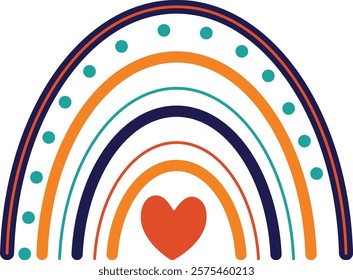 Cute vector pastel rainbow set with drops and heart isolated on white background printable poster for kids