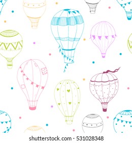 Cute vector pattern balloons. doodle style line drawing. children's pattern