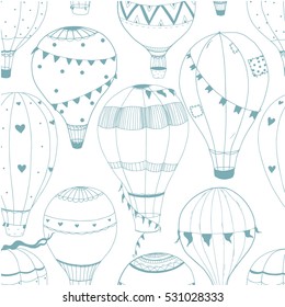 Cute vector pattern balloons.  line drawing. 