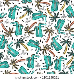 Cute vector pattern with cartoon crocodiles. Summer background.