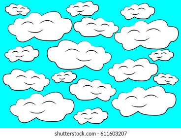 Cute vector pattern with Clouds. - Illustration
Smiling, Anthropomorphic Smiley Face, Summer, Cloudscape