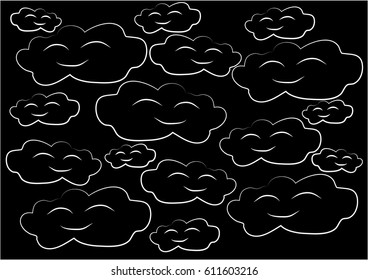 Cute Vector Pattern With Clouds. - Illustration
Smiling, Anthropomorphic Smiley Face, Summer, Cloudscape