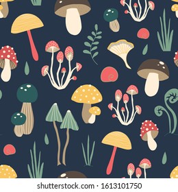 Cute Vector Pattern Mushrooms Forest Stock Vector (Royalty Free ...