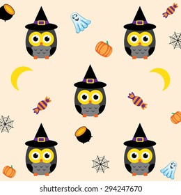 Cute vector pattern with owls