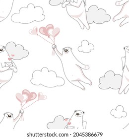 Cute vector pattern.
Seamless romantic print. Cute characters of polar bears. Children's print for wallpaper, textiles, scrapbooking, background for any of your purposes.