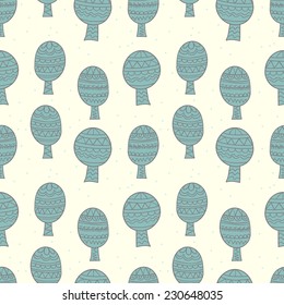 Cute vector pattern with vintage forest. Seamless pattern can be used for wallpaper, pattern fills, web page background, surface textures.