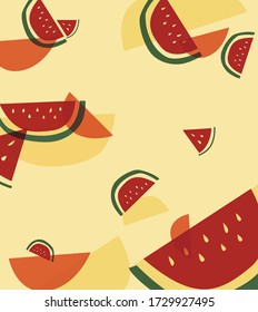 Cute vector pattern with watermelon slices.