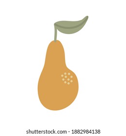 Cute vector pear fruit, boho nursery clipart. Hand drawn doodle illustration. Cartoon kids clipart for baby shower, kids bedroom decor, birthday party or textile of apparel.
