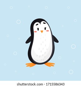 Pingüino vector corte en la Antártida. Ilustración de diseño de caracteres vectoriales.