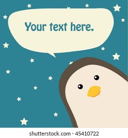 cute vector penguin with text box 7