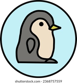 Cute vector penguins black circle on the background of a little pale blue color. You can use stickers, notebooks, diaries, stickers, cover, pages.