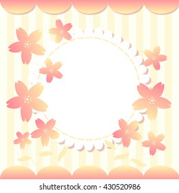 Cute vector photo frame with flowers and leafs. Baby shower card. Scrapbook elements. Vector sweet illustration.