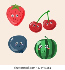 cute vector pic of 4 berries for health