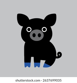 Cute vector pig with big eyes, simple design, perfect for kids' projects and illustrations.