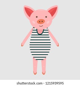 Cute vector pig, great for new year 2019 cards and decoration
