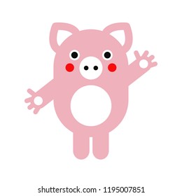 Cute Vector Pig. Isolated Illustration On White Background.