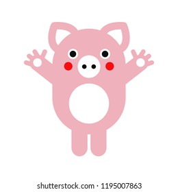Cute Vector Pig. Isolated Illustration On White Background.