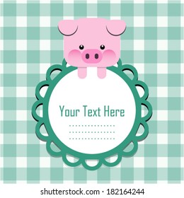 Cute vector piggy with frame