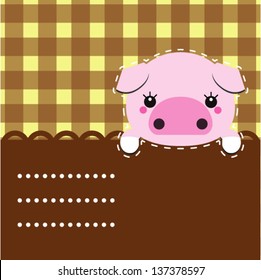 Cute vector piggy. Place for your text.