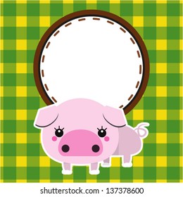 Cute vector piggy. Place for your text.