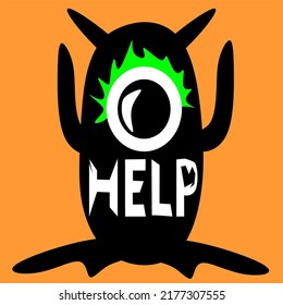 cute vector planktonic monster design. ask for help