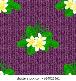 Cute vector plumeria flowers print. Vector illustration. Floral vintage seamless pattern on a purple background.