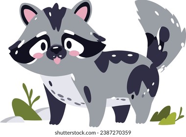 Cute vector portrayal of a raccoon, adding a touch of charm to visuals.