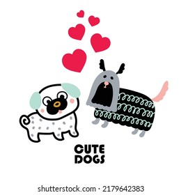 Cute vector postcard with decorative dogs.