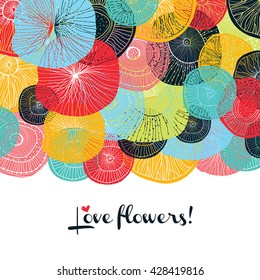 Cute vector postcard with decorative flowers.