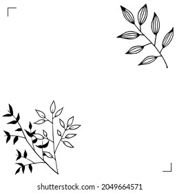 Cute vector postcard with leaves. illustration of twigs with foliage.