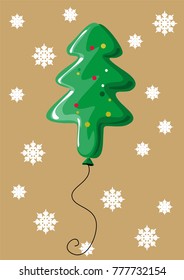 cute vector poster of Christmas tree shape green balloon and simple background. great poster for Christmas invitation card, new year open car, object for every poster, about christmas and other prints