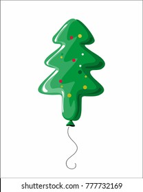 cute vector poster of Christmas tree shape green balloon and simple background. great poster for Christmas invitation card, new year open car, object for every poster, about christmas and other prints