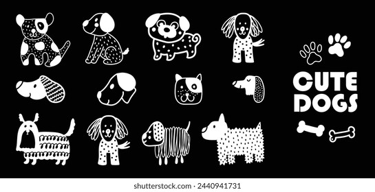Cute vector poster with decorative dogs.