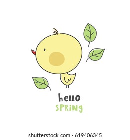 Cute vector print with chick. 