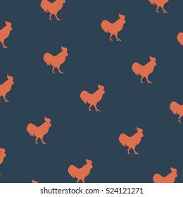 Cute vector print roosters pattern. Design illustration cock background