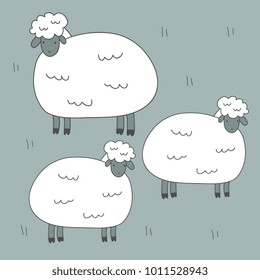 Cute vector print with sheep