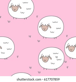 Cute vector print with sheep
