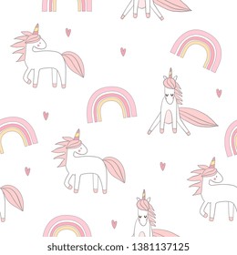 Cute vector print with unicorn