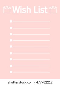 cute vector printable pink wish list