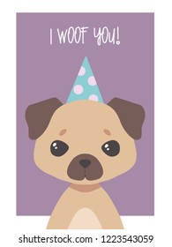 Cute vector pug dog illustration drawing for children