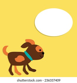 Cute Vector Puppy in Cartoon Style with Place for Your Text.